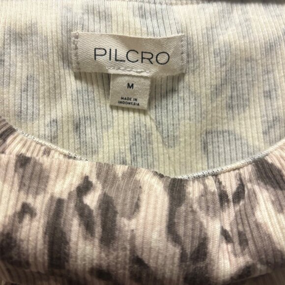 Pilcro Anthropologie Off-The-Shoulder Twist Rib Top Animal Print Size M Brown - Picture 8 of 9